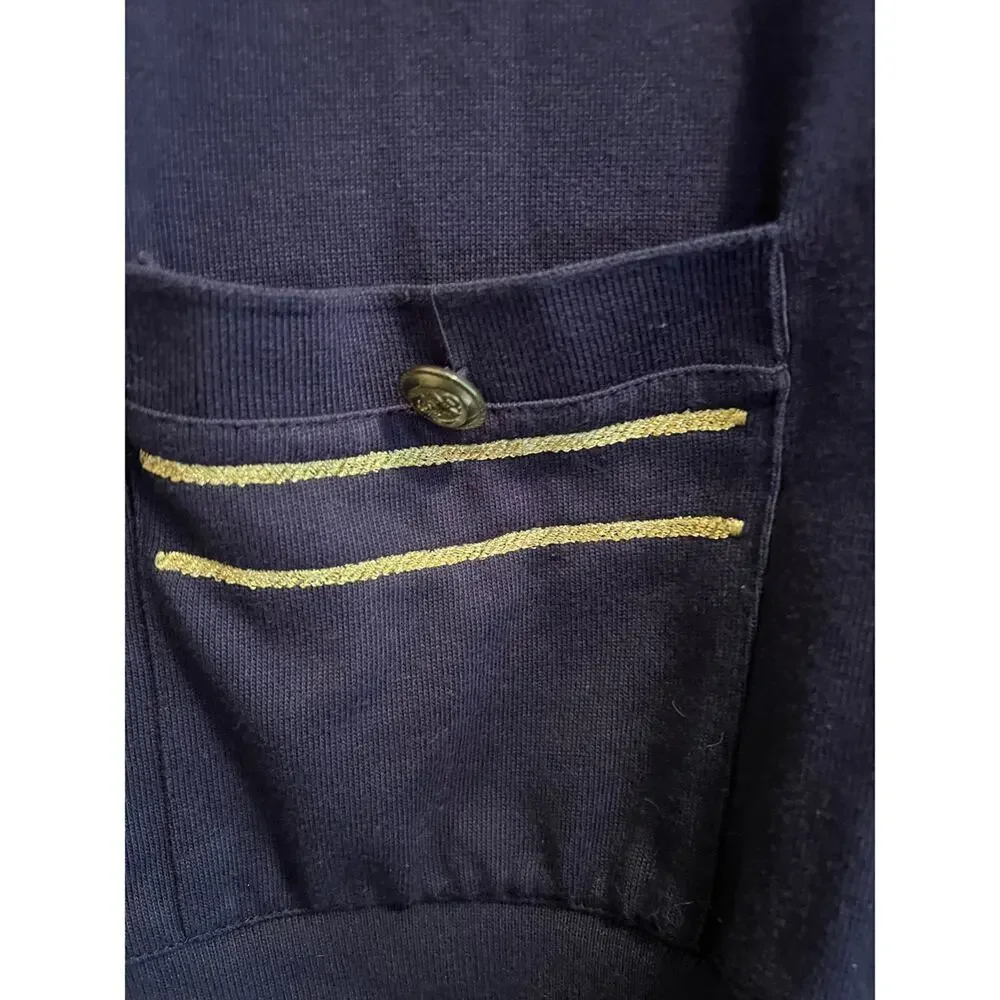 Tara Vanessa Nautical Cardigan Preppy Vintage Blue sweater, Women's size M